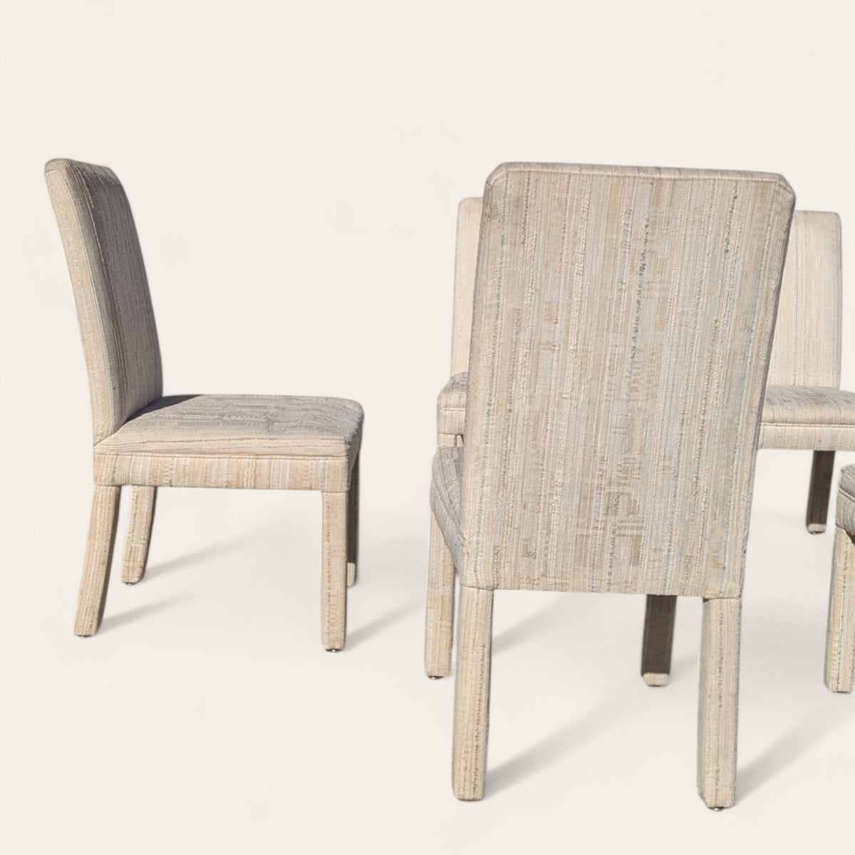 Set of Six 1980s Postmodern Sculptural Dining Chairs in Textured Cream Fabric — view 22 [CBV1 EYTrsF5VkReaS9GORcdf 22 e0964899-ee0a-4467-a5bb-ea42f7402821.jpeg]