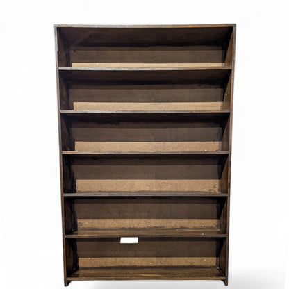 Vintage Pine Bookcase Tall Bookshelf, Narrow 5 Shelf Open Shelving Unit, Rustic Wood Display Storage Cabinet
