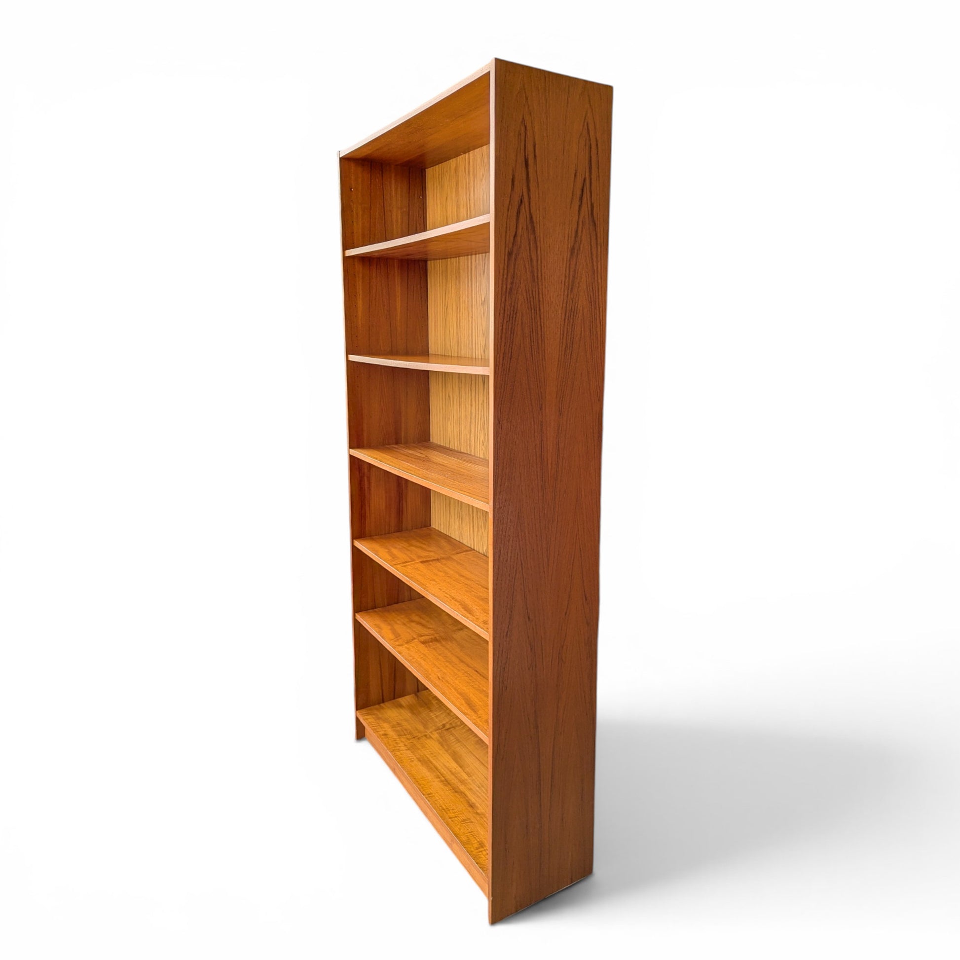 Vintage Teak Bookcase, 5 - Shelves, one cutout at the bottom