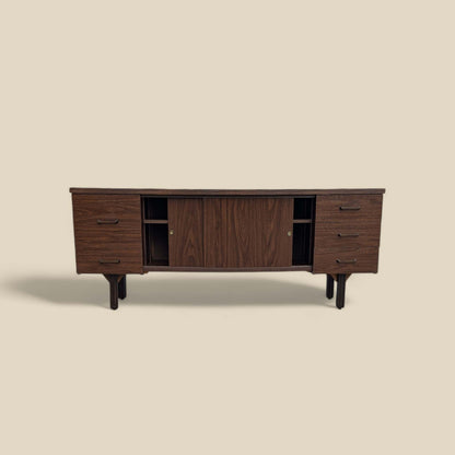 Mid-Century Walnut-Grain Laminate Credenza — view 9