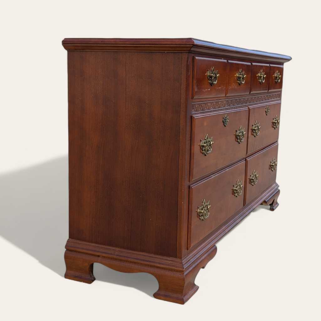 Vintage Stanley Furniture Six-Drawer Wood Lowboy Dresser — view 6 [CBV1 lOsjRhI4ZrDK2Y5waA25 06 e54065c7-de75-495d-abe2-e08f3de22e95.jpeg]