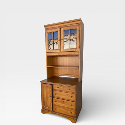 American Oak Executive Office Cabinet by Hooker Furniture with Built-In Power Panel, 1990s