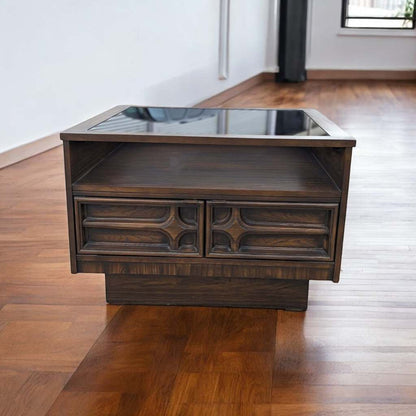Vintage Coffee Table, Smoked Glass Top