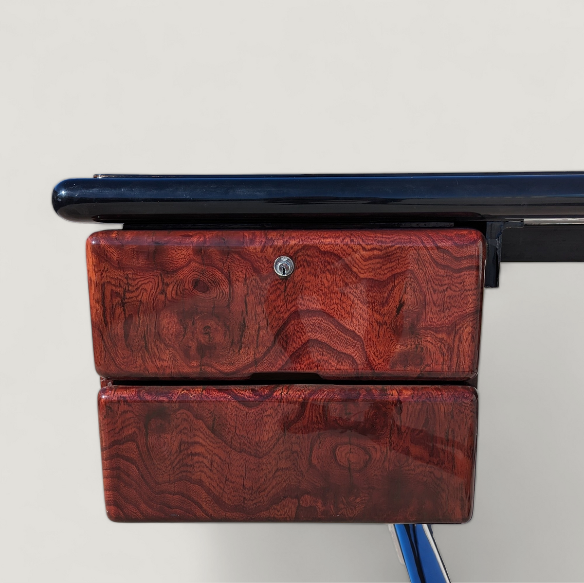 Warren Platner for Knoll 1970s Oak, Burl, Acrylic and Chrome Executive Desk — view 19 of 24