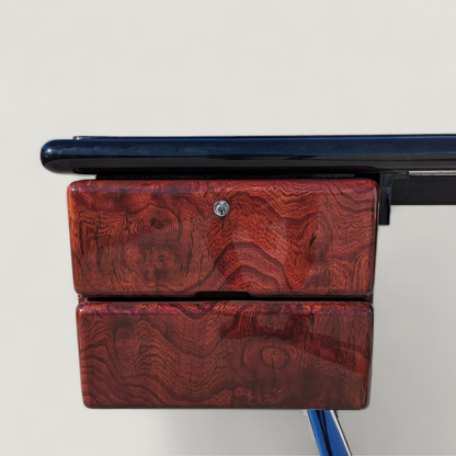 Warren Platner for Knoll 1970s Oak, Burl, Acrylic and Chrome Executive Desk — view 19 of 24