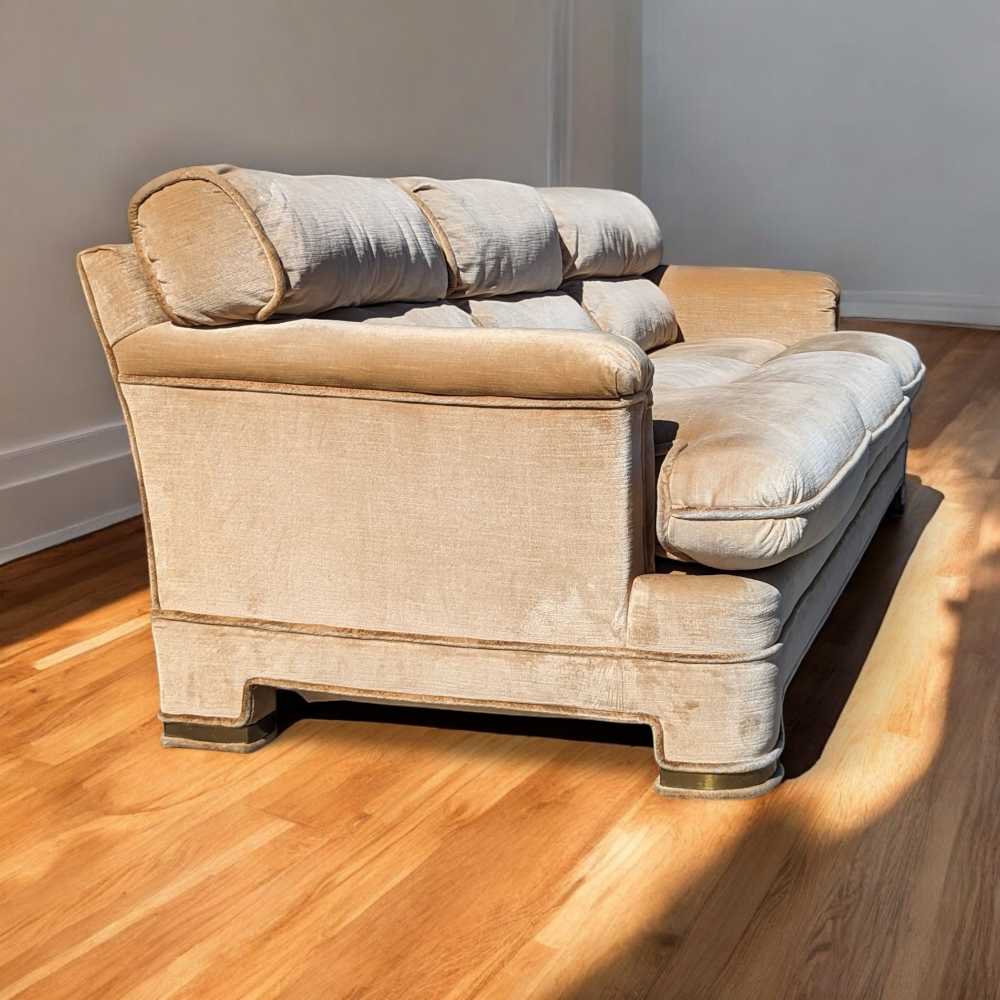 Drexel Heritage 1980s Velvet Sofa with Brass Accents — view 16 of 20