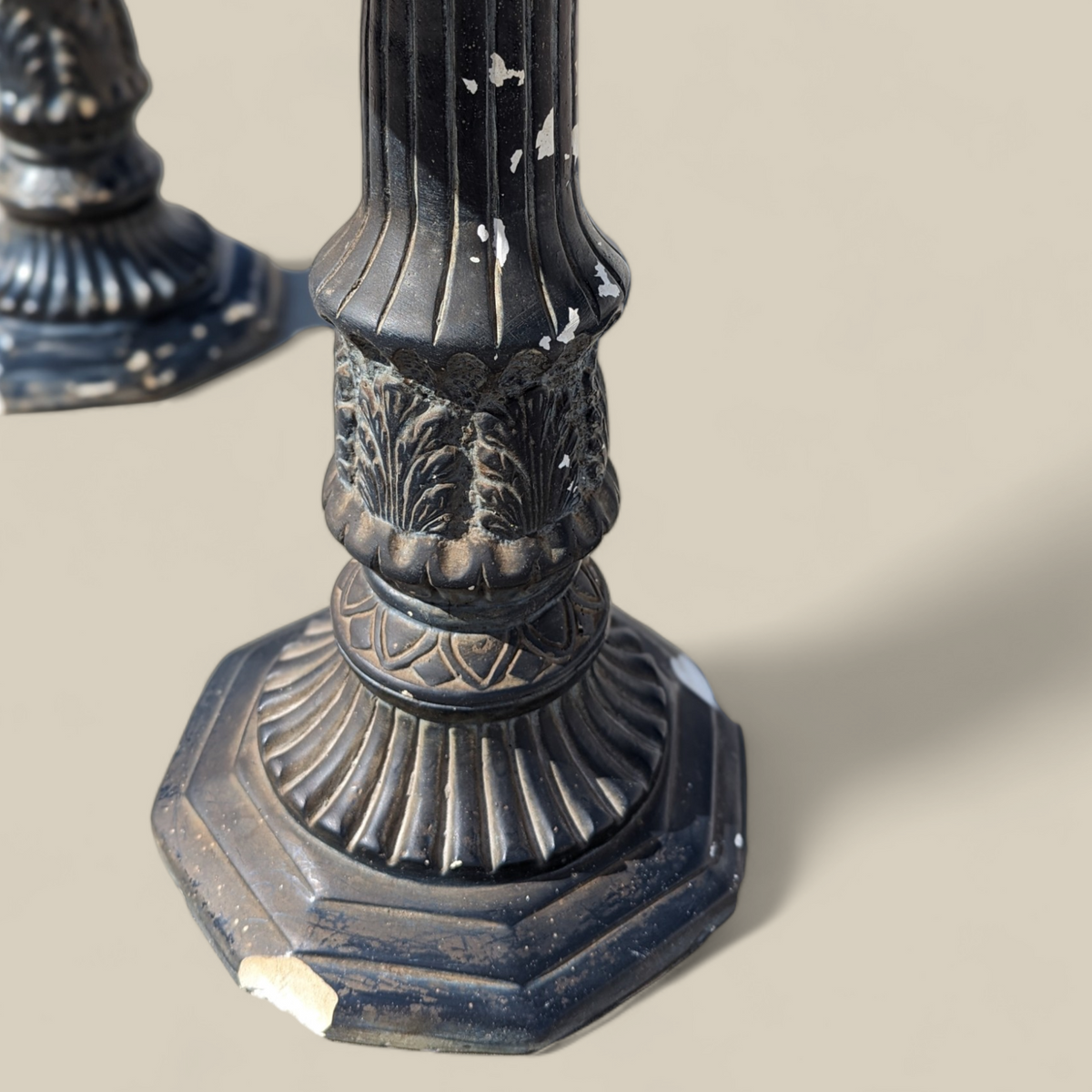 Pair of Black Marble-Top Gothic Revival Pedestal Tables — view 6 of 12