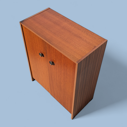 Vintage Mid-Century Teak Laminate Two-Door Storage Cabinet — view 4 of 13