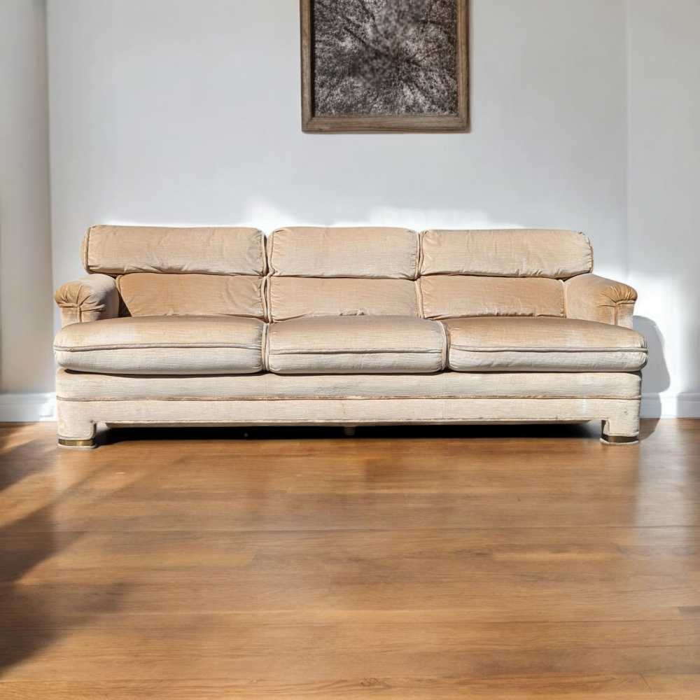 Drexel Heritage 1980s Velvet Sofa with Brass Accents — view 18 of 20