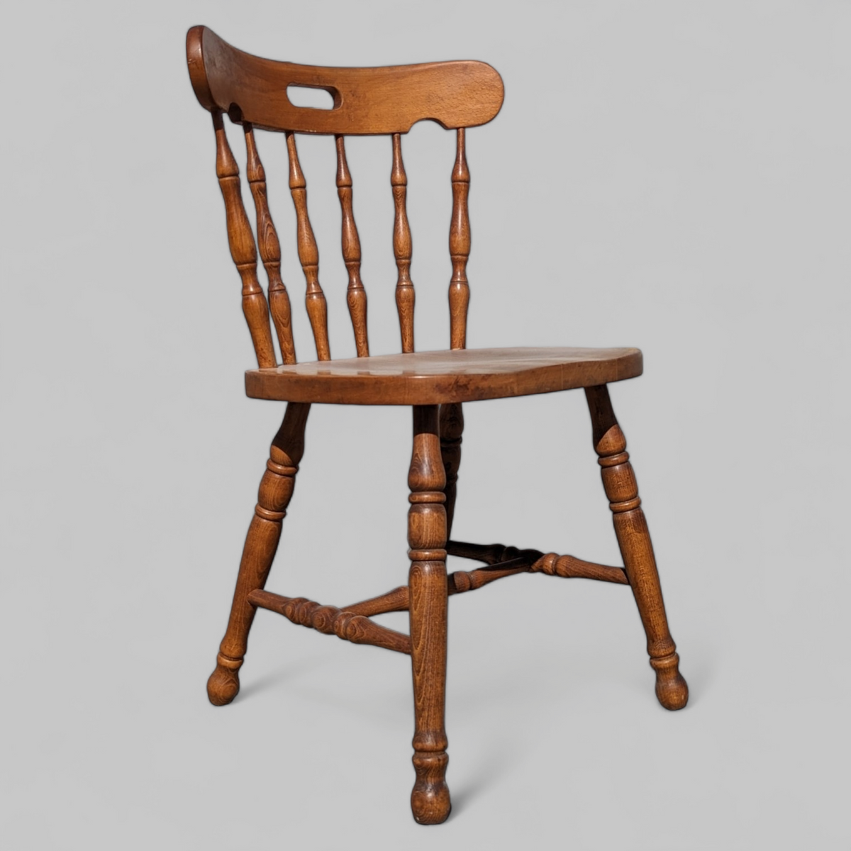 Vintage Ethan Allen Oak Spindle-Back Side Chair — view 5 of 10
