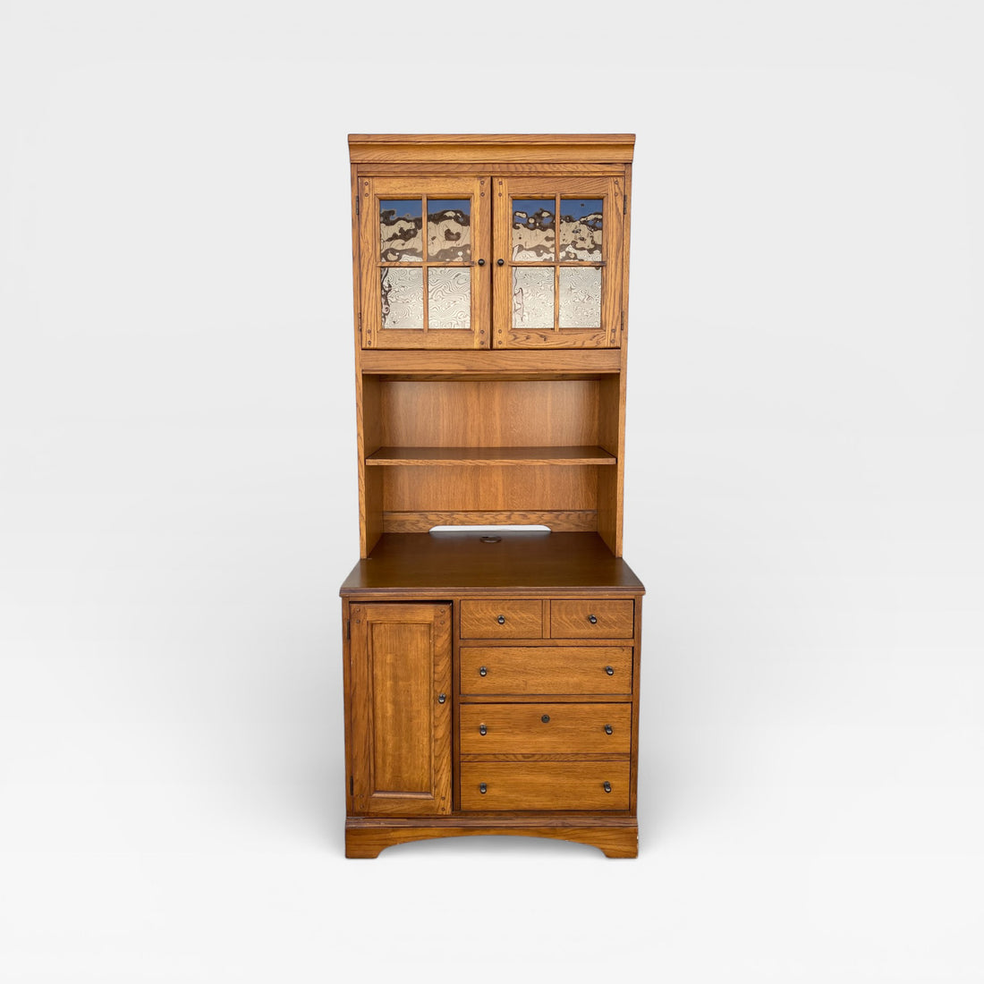 American Oak Executive Office Cabinet by Hooker Furniture with Built-In Power Panel, 1990s