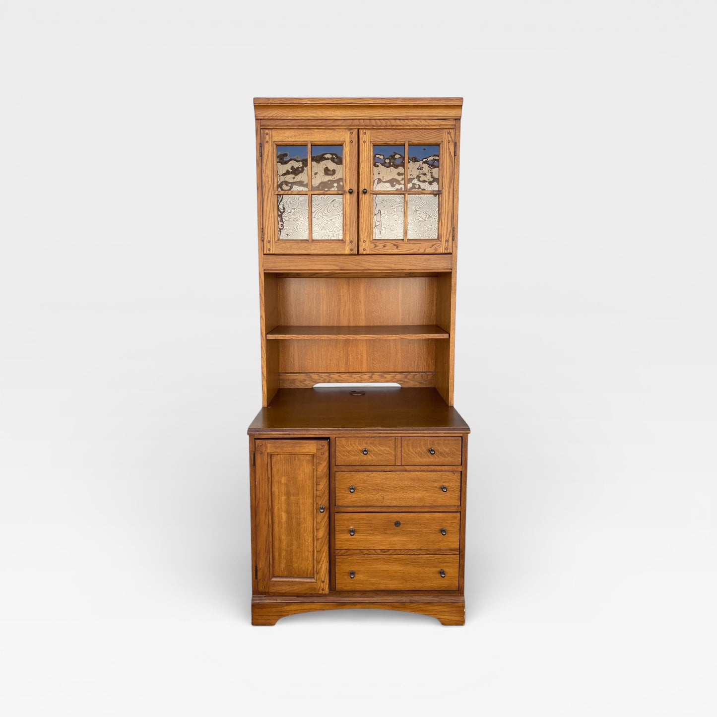 American Oak Executive Office Cabinet by Hooker Furniture with Built-In Power Panel, 1990s