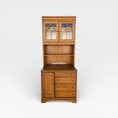 American Oak Executive Office Cabinet by Hooker Furniture with Built-In Power Panel, 1990s