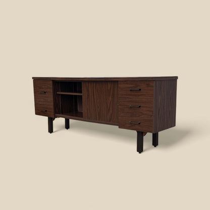 Mid-Century Walnut-Grain Laminate Credenza — view 11