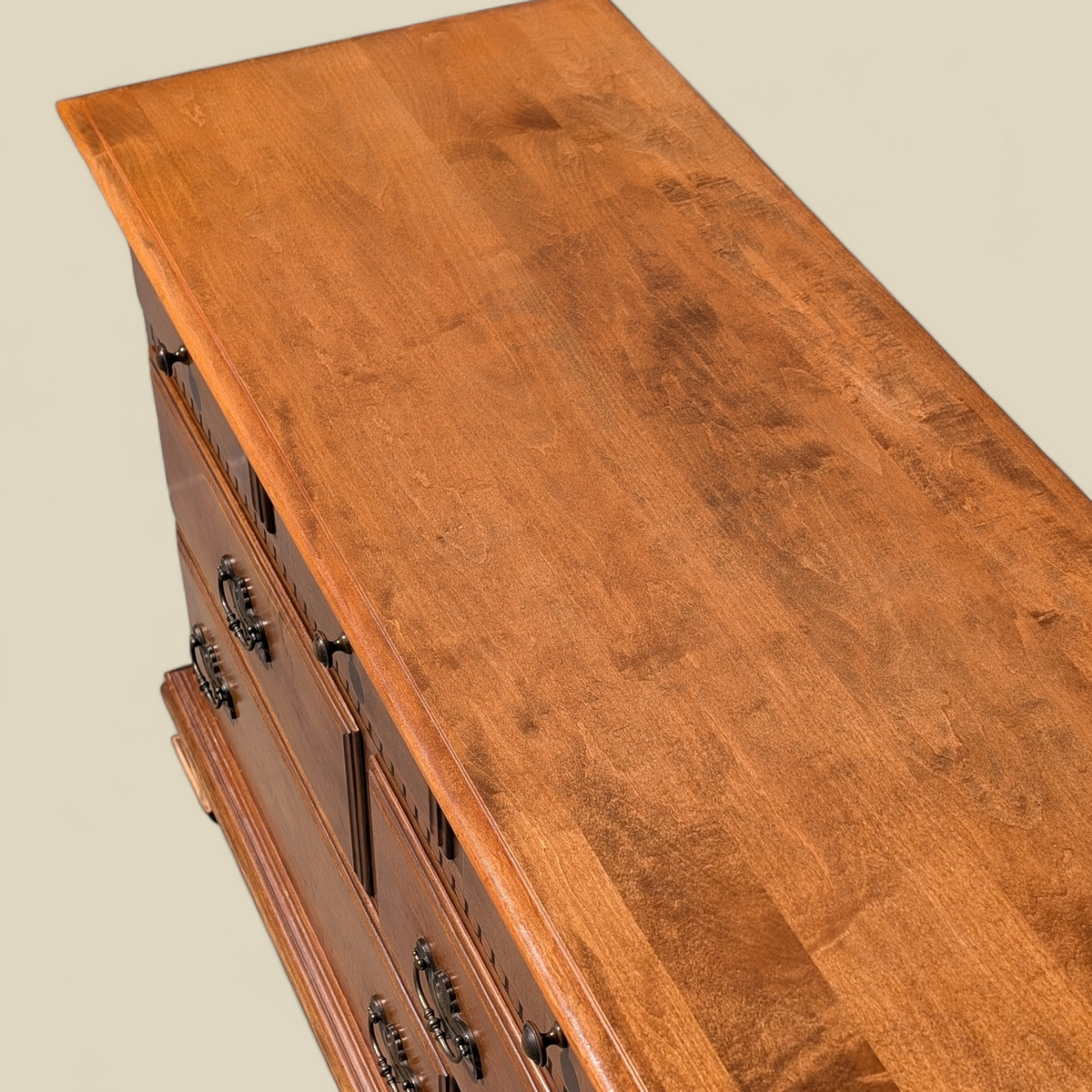 Ethan Allen Early American Solid Maple and Birch Nine-Drawer Dresser with Mirror — view 3 of 23