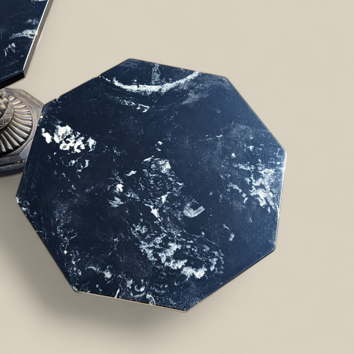 Pair of Black Marble-Top Gothic Revival Pedestal Tables — view 5 of 12