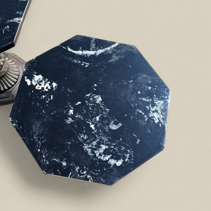Pair of Black Marble-Top Gothic Revival Pedestal Tables — view 5 of 12