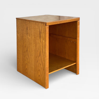Versatile Solid Oak Pedestal Cabinet, Minimalist American Design, 30” High, Storage
