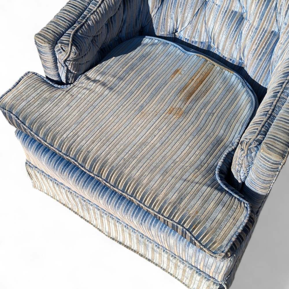 Vintage Blue Striped Velvet Swivel Lounge Chair, Late 20th Century — view 13 [CBV1 seDmQfmh8PmeMMHyzQFC 13 ff56e8f4-baa0-4f17-a732-fbda1210c99c.jpeg]