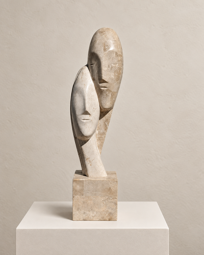 Vintage Tessellated-Stone Snuggling Couple Sculpture — view 3 of 5