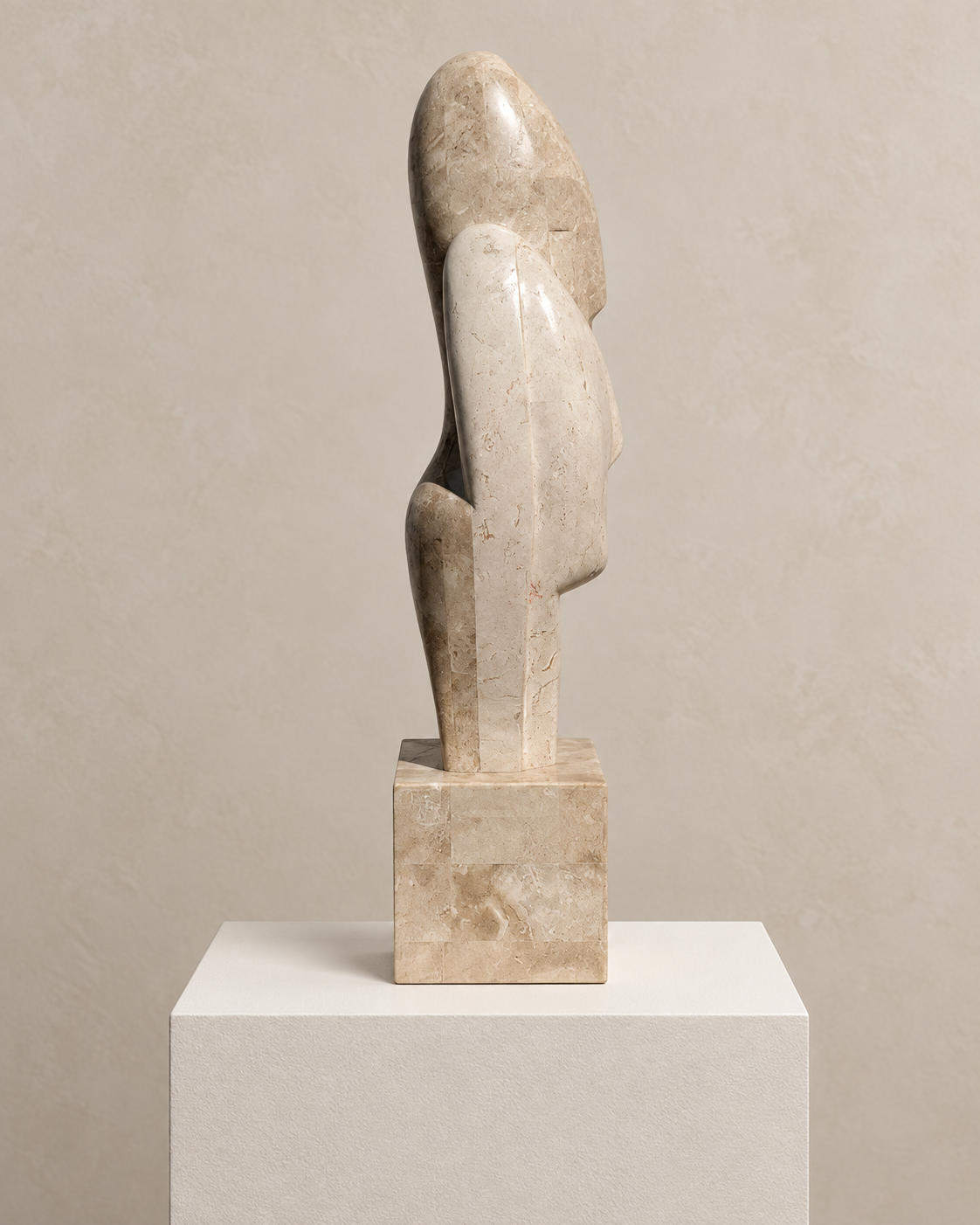 Vintage Tessellated-Stone Snuggling Couple Sculpture — view 4 of 5
