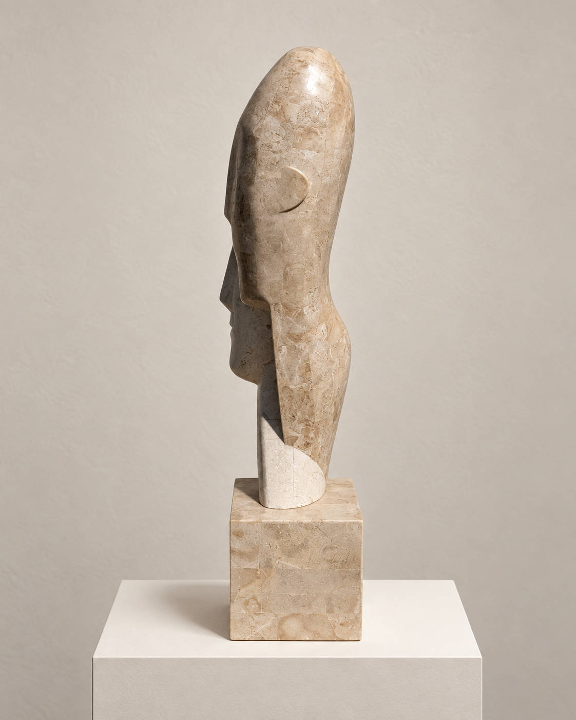 Vintage Tessellated-Stone Snuggling Couple Sculpture — view 5 of 5