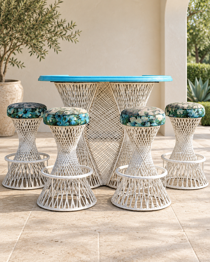 Russell Woodard Spun Fiberglass Patio Bar and Four Stools, 1970s — view 1 of 5