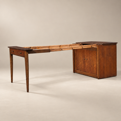 Saginaw Extendomatic Mid-Century Walnut Convertible Dining Table Cabinet — view 1 of 20