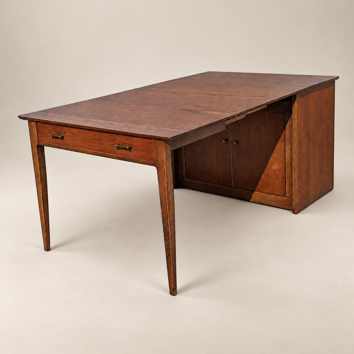 Saginaw Extendomatic Mid-Century Walnut Convertible Dining Table Cabinet — view 2 of 20