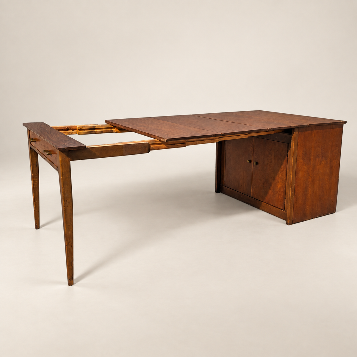 Saginaw Extendomatic Mid-Century Walnut Convertible Dining Table Cabinet — view 6 of 20