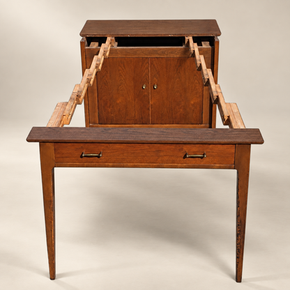 Saginaw Extendomatic Mid-Century Walnut Convertible Dining Table Cabinet — view 7 of 20