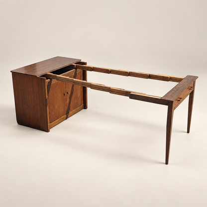 Saginaw Extendomatic Mid-Century Walnut Convertible Dining Table Cabinet — view 11 of 20