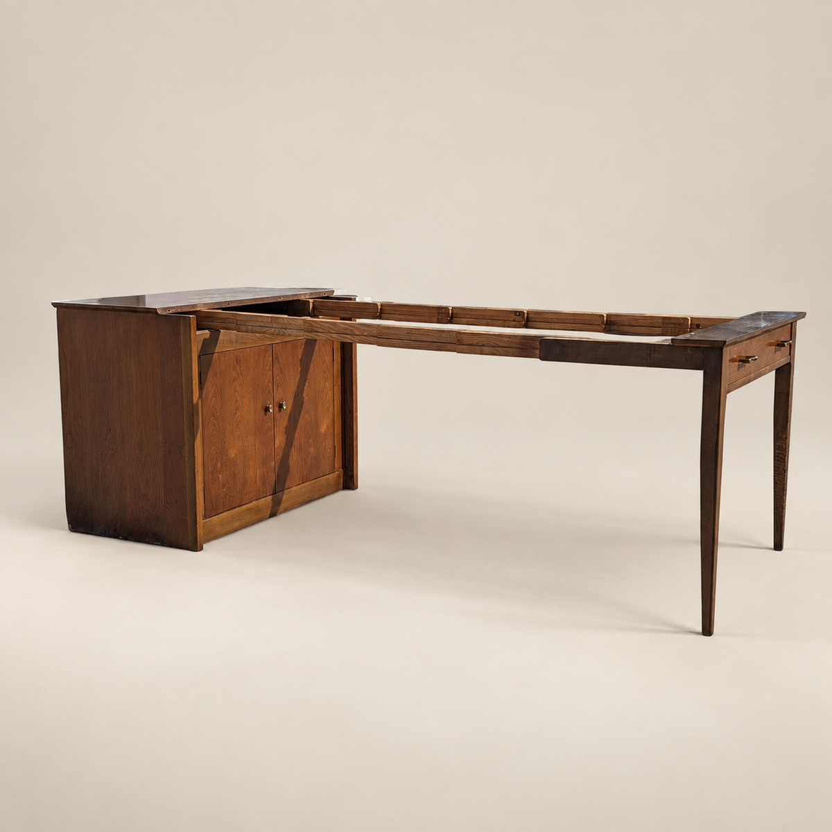 Saginaw Extendomatic Mid-Century Walnut Convertible Dining Table Cabinet — view 12 of 20