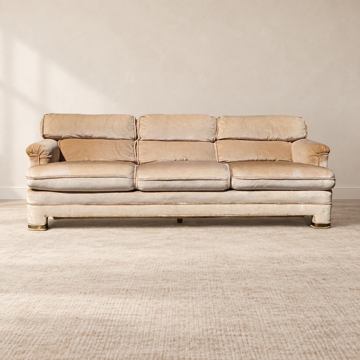 Drexel Heritage 1980s Velvet Sofa with Brass Accents — view 13 of 20