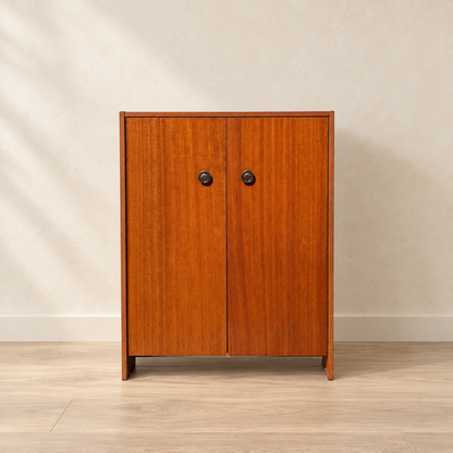 Vintage Mid-Century Teak Laminate Two-Door Storage Cabinet — view 1 of 13
