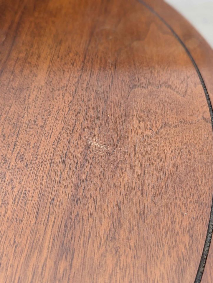 1970s Round Walnut Cabinet End Table with Storage — view 8 of 10