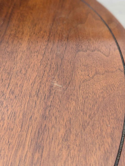 1970s Round Walnut Cabinet End Table with Storage — view 8 of 10