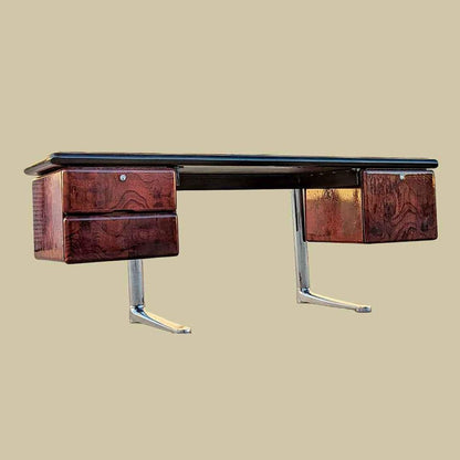 Vintage Desk, Warren Platner For Knoll, Steel, Oak, Mid Century, 1970s, Office, Executive Desk, MCM