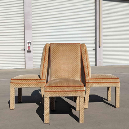 Vintage Mid Century Dining Chairs, Textured Velvet Fabric, Henredon Parsons Style, MCM, Retro