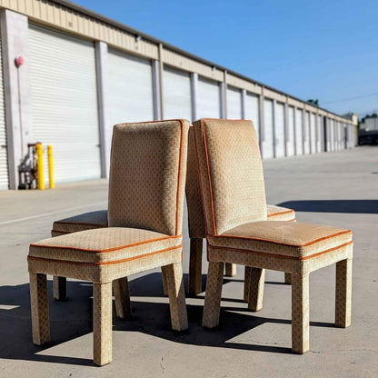 Vintage Mid Century Dining Chairs, Textured Velvet Fabric, Henredon Parsons Style, MCM, Retro