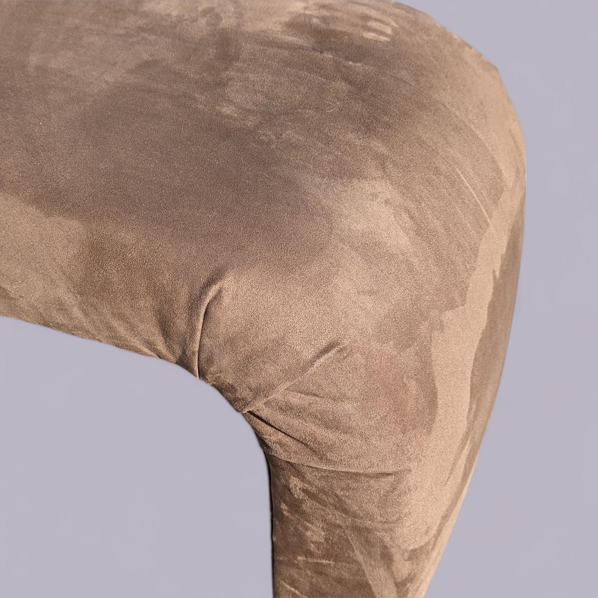 1980s Postmodern Brown Faux-Suede Waterfall Bench — view 5 of 6