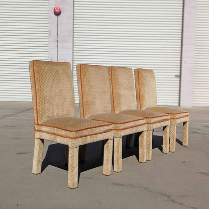 Vintage Mid Century Dining Chairs, Textured Velvet Fabric, Henredon Parsons Style, MCM, Retro