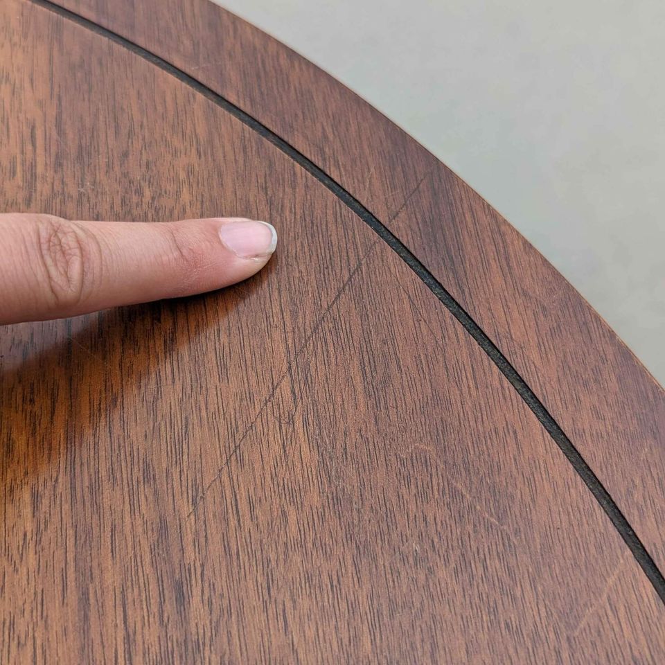 1970s Round Walnut Cabinet End Table with Storage — view 5 of 10