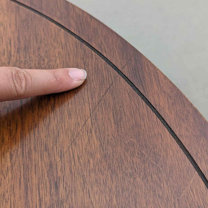 1970s Round Walnut Cabinet End Table with Storage — view 5 of 10