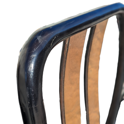 Six Postmodern Dining Chairs by Bernhardt, Black Lacquer, Birdseye Maple, Wood Frames, Dining Room