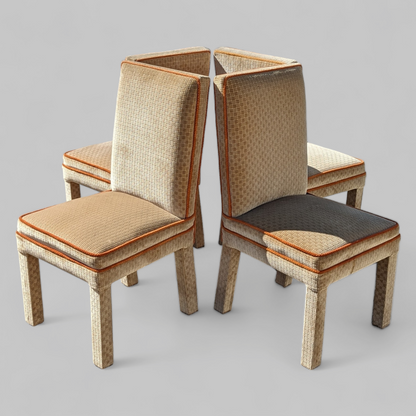 Vintage Mid Century Dining Chairs, Textured Velvet Fabric, Henredon Parsons Style, MCM, Retro