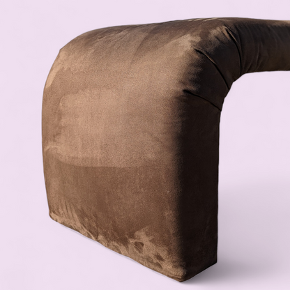 1980s Postmodern Brown Faux-Suede Waterfall Bench — view 6 of 6