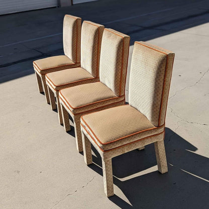 Vintage Mid Century Dining Chairs, Textured Velvet Fabric, Henredon Parsons Style, MCM, Retro