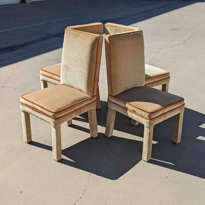 Vintage Mid Century Dining Chairs, Textured Velvet Fabric, Henredon Parsons Style, MCM, Retro