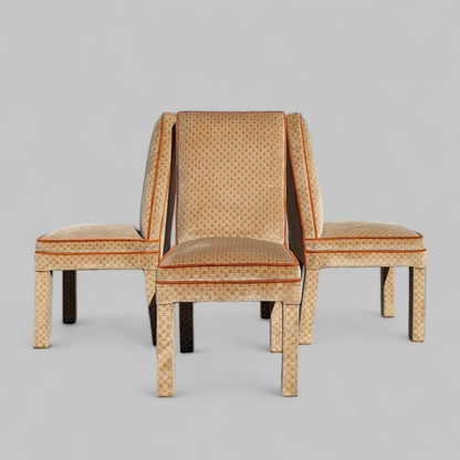 Vintage Mid Century Dining Chairs, Textured Velvet Fabric, Henredon Parsons Style, MCM, Retro